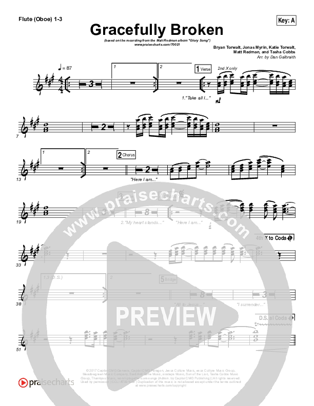 Gracefully Broken Flute/Oboe 1/2/3 (Matt Redman / Tasha Cobbs Leonard)