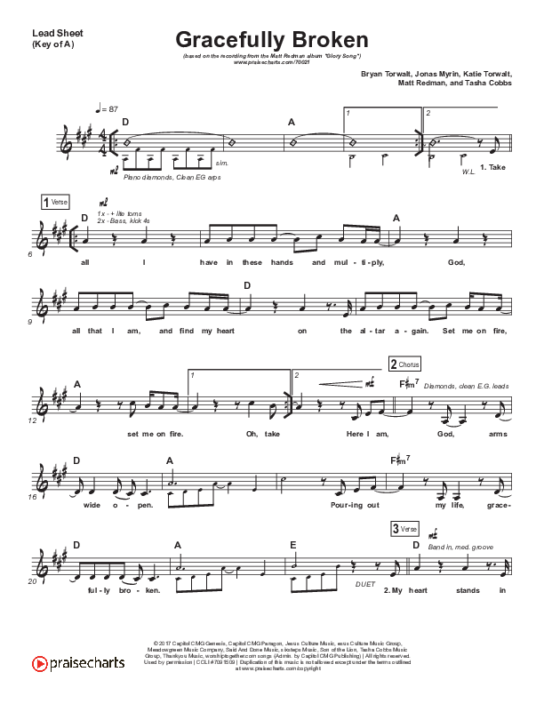 Gracefully Broken Lead Sheet (Melody) (Matt Redman / Tasha Cobbs Leonard)