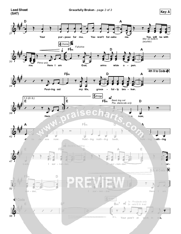 Gracefully Broken Lead Sheet (SAT) (Matt Redman / Tasha Cobbs Leonard)