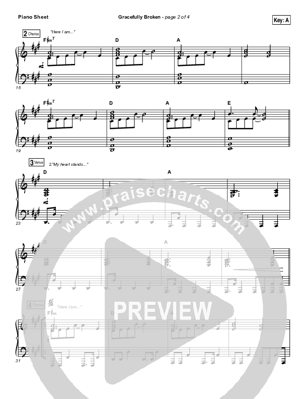 Gracefully Broken Piano Sheet (Matt Redman / Tasha Cobbs Leonard)