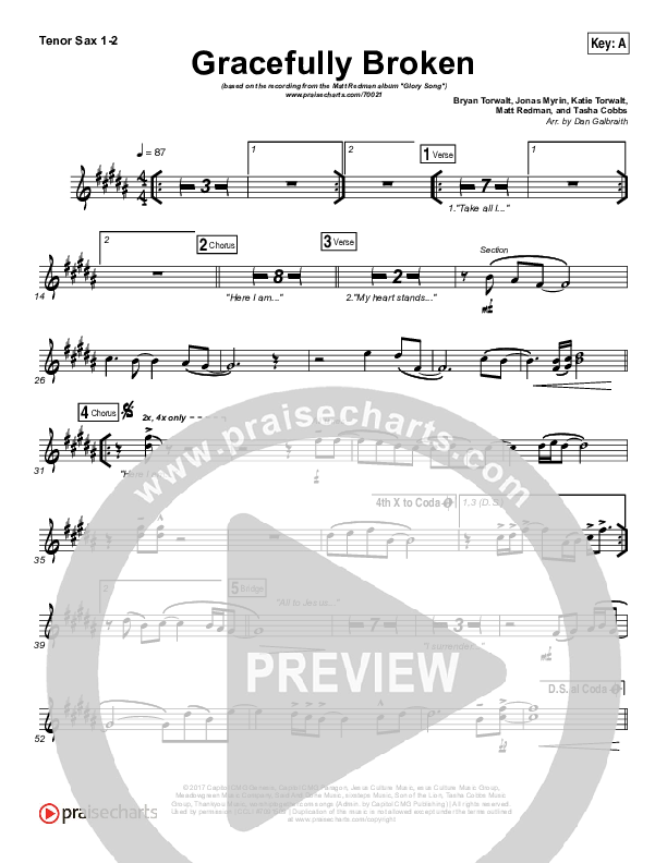 Gracefully Broken Tenor Sax 1/2 (Matt Redman / Tasha Cobbs Leonard)