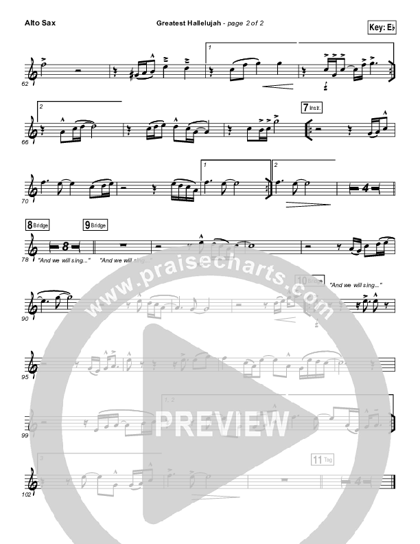 Greatest Hallelujah Alto Sax (Matt Redman)