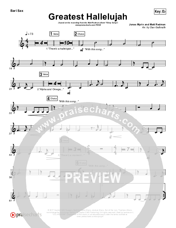 Greatest Hallelujah Bari Sax (Matt Redman)