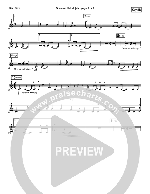 Greatest Hallelujah Bari Sax (Matt Redman)