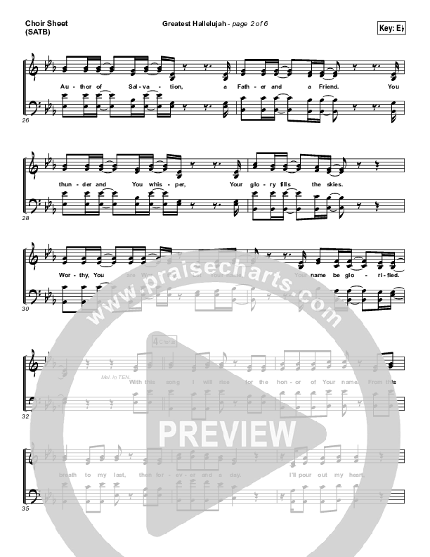 Greatest Hallelujah Choir Sheet (SATB) (Matt Redman)