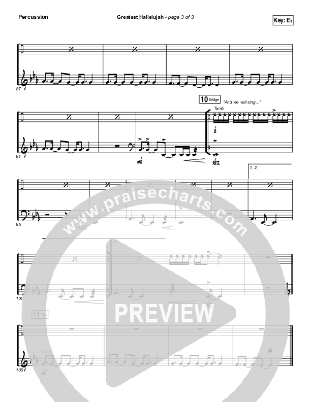 Greatest Hallelujah Percussion (Matt Redman)