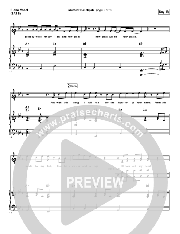 Greatest Hallelujah Piano/Vocal & Lead (Matt Redman)