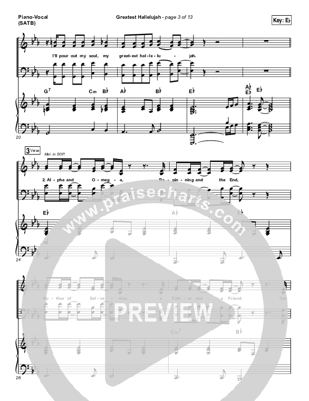 Greatest Hallelujah Piano/Vocal (SATB) (Matt Redman)