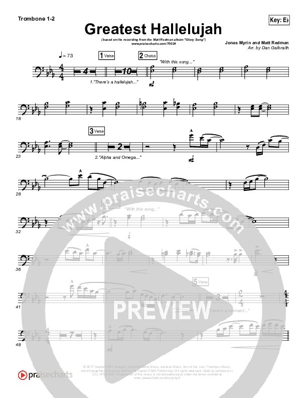 Greatest Hallelujah Trombone 1/2 (Matt Redman)