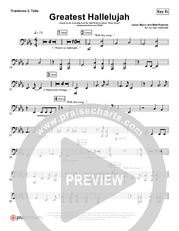 Greatest Hallelujah Trombone 3/Tuba (Matt Redman)