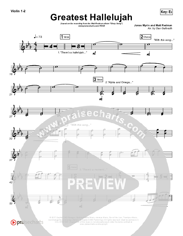Greatest Hallelujah Violin 1/2 (Matt Redman)