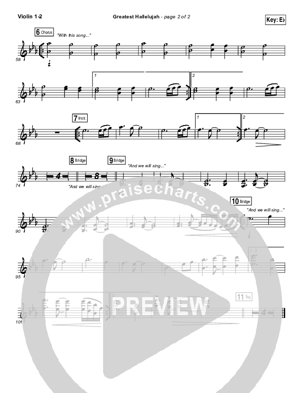 Greatest Hallelujah Violin 1/2 (Matt Redman)