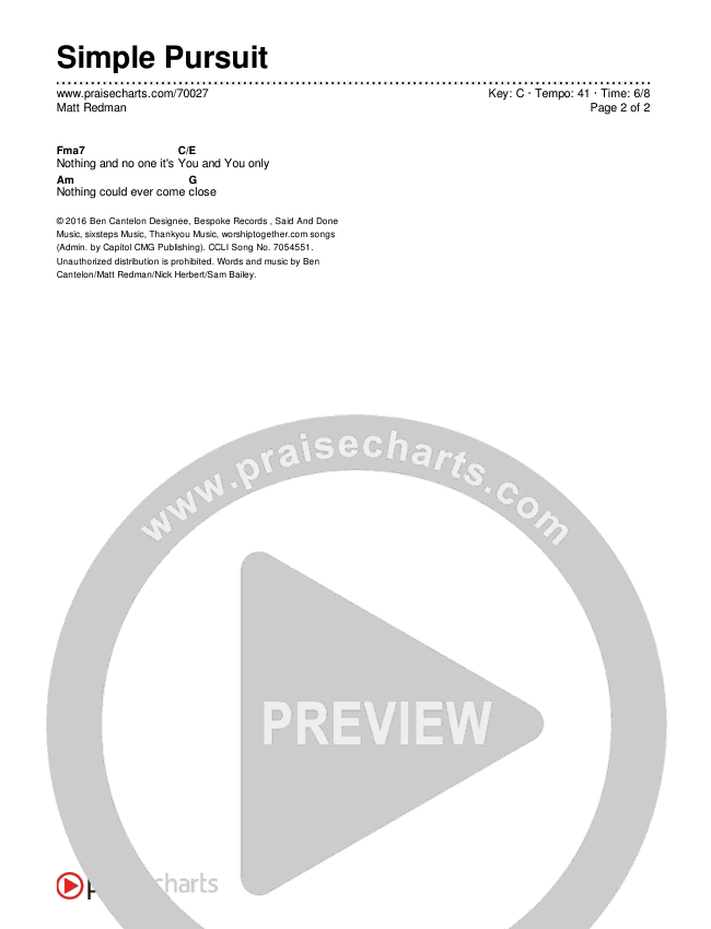 Simple Pursuit Chords & Lyrics (Matt Redman)