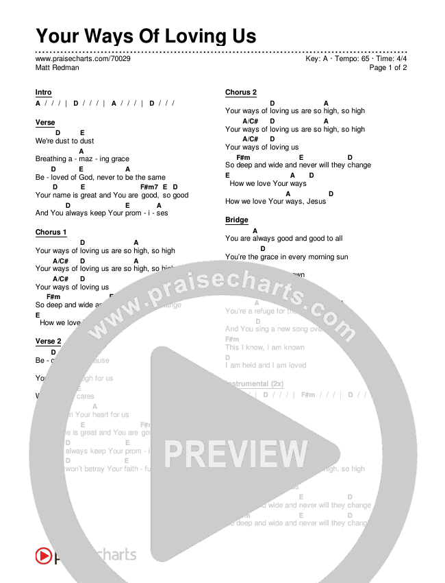 Your Ways Of Loving Us Chords & Lyrics (Matt Redman)
