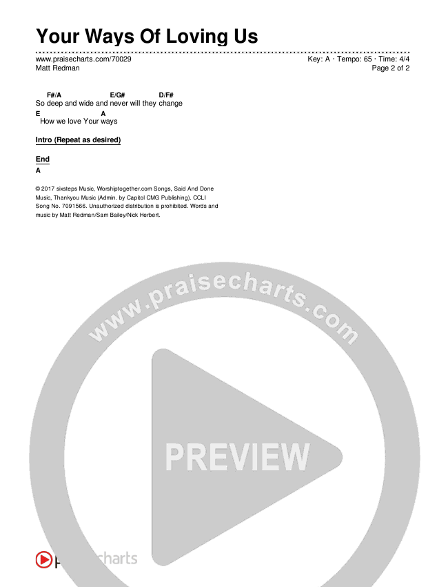 Your Ways Of Loving Us Chords & Lyrics (Matt Redman)