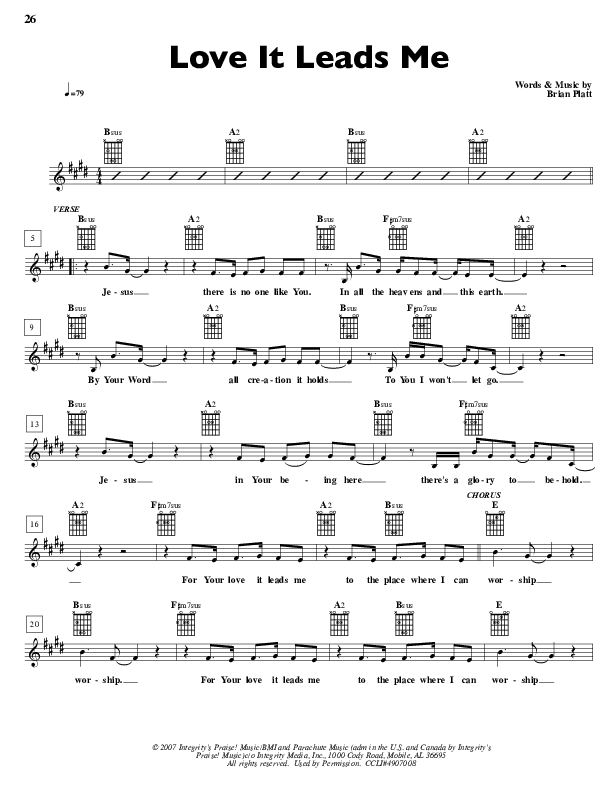 Love It Leads Me Lead Sheet (Parachute Band)