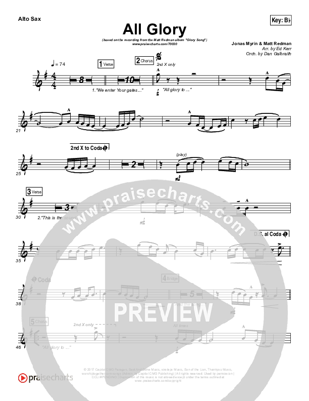 All Glory Alto Sax (Matt Redman / Kierra Sheard)