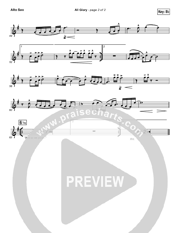 All Glory Alto Sax (Matt Redman / Kierra Sheard)