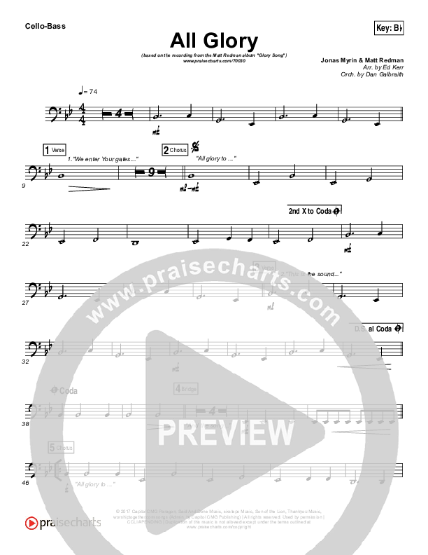 All Glory Cello/Bass (Matt Redman / Kierra Sheard)