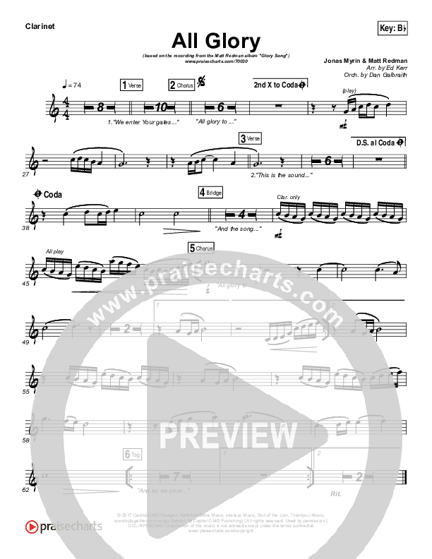 All Glory Clarinet (Matt Redman / Kierra Sheard)
