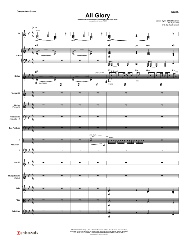 All Glory Conductor's Score (Matt Redman / Kierra Sheard)