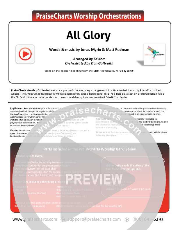 All Glory Cover Sheet (Matt Redman / Kierra Sheard)