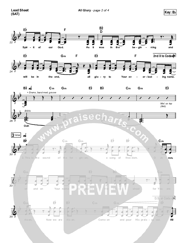 All Glory Lead Sheet (SAT) (Matt Redman / Kierra Sheard)