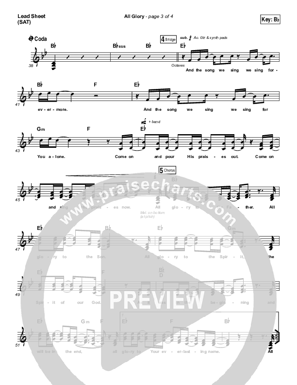 All Glory Lead Sheet (SAT) (Matt Redman / Kierra Sheard)