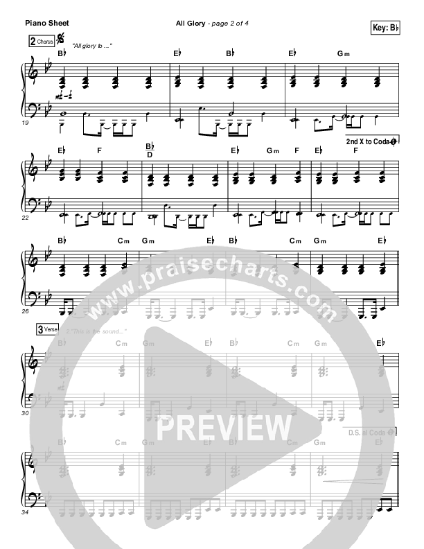 All Glory Piano Sheet (Matt Redman / Kierra Sheard)