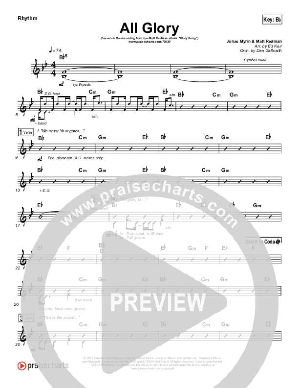 All Glory Rhythm Chart (Matt Redman / Kierra Sheard)