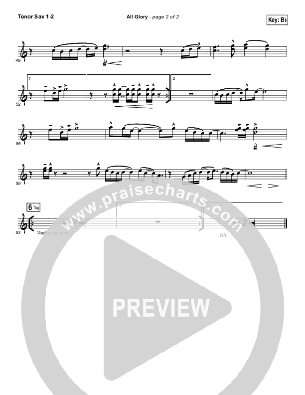 All Glory Tenor Sax 1/2 (Matt Redman / Kierra Sheard)