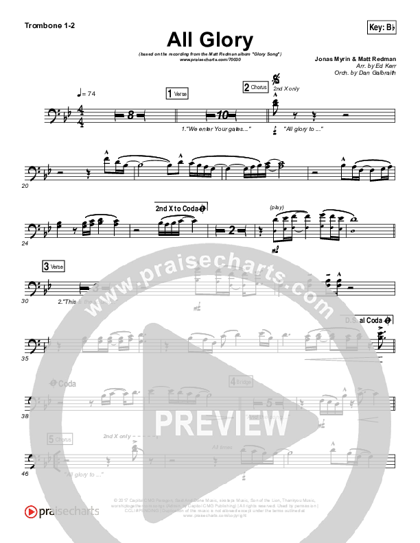 All Glory Trombone 1/2 (Matt Redman / Kierra Sheard)