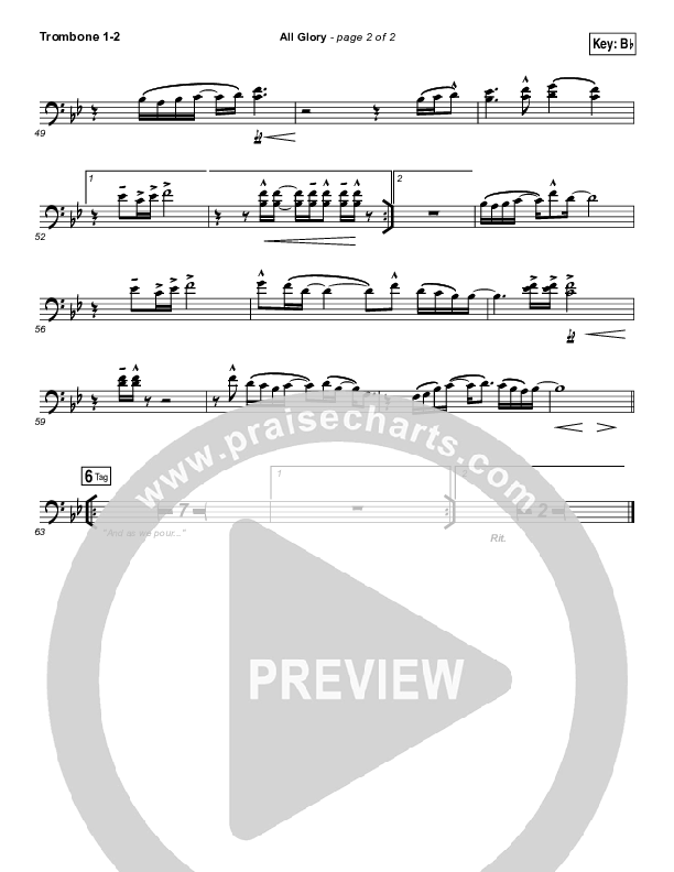 All Glory Trombone 1/2 (Matt Redman / Kierra Sheard)