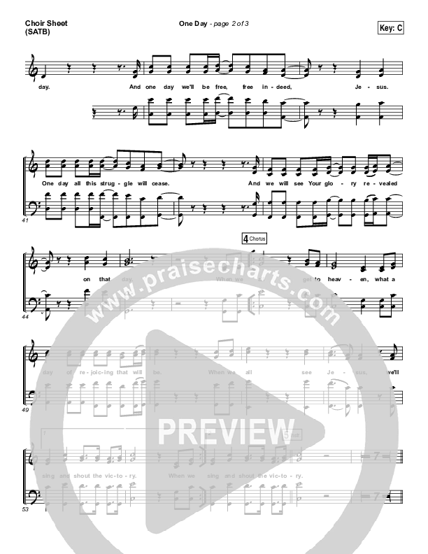 One Day (When We All Get To Heaven) Choir Sheet (SATB) (Matt Redman)