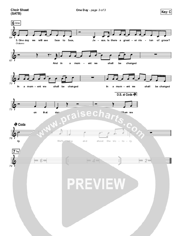 One Day (When We All Get To Heaven) Choir Sheet (SATB) (Matt Redman)