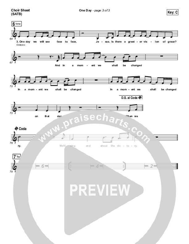 One Day (When We All Get To Heaven) Choir Vocals (SATB) (Matt Redman)