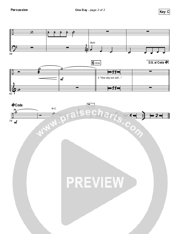 One Day (When We All Get To Heaven) Percussion (Matt Redman)