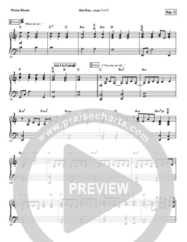 One Day (When We All Get To Heaven) Piano Sheet (Matt Redman)