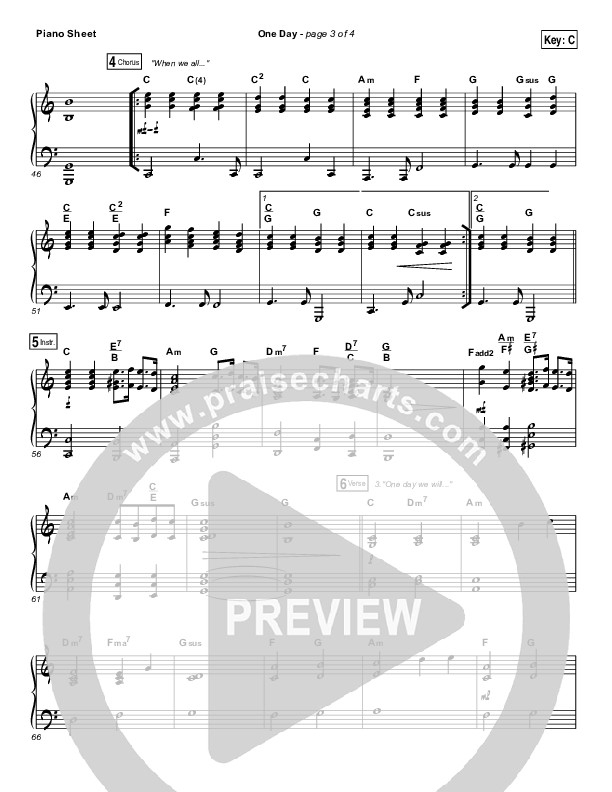 One Day (When We All Get To Heaven) Piano Sheet (Matt Redman)