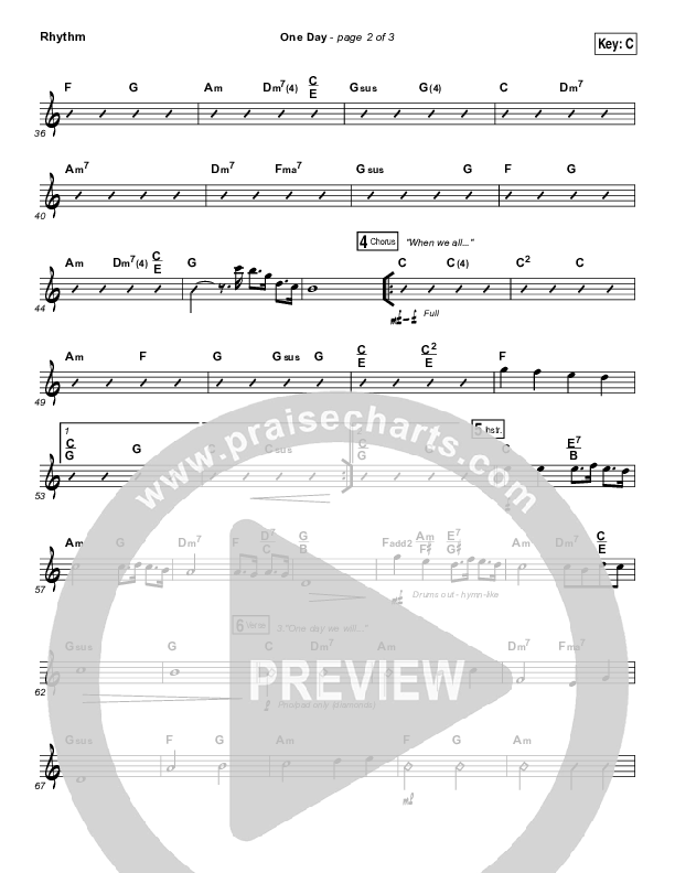 One Day (When We All Get To Heaven) Rhythm Chart (Matt Redman)