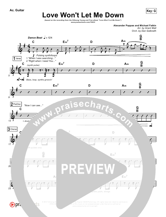 Love Won T Let Me Down Rhythm Acoustic Guitar Chart Hillsong Young Free Praisecharts praisecharts