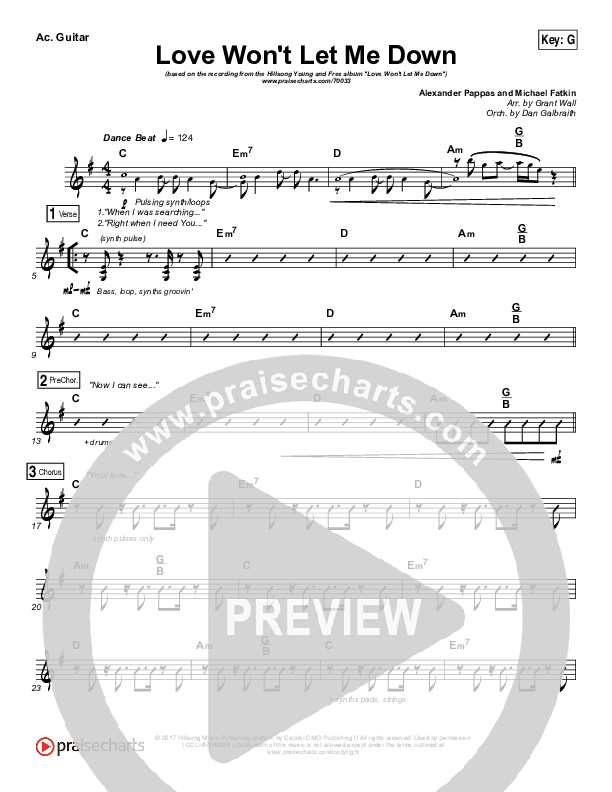 Love Won't Let Me Down Rhythm Chart (Hillsong Young & Free)