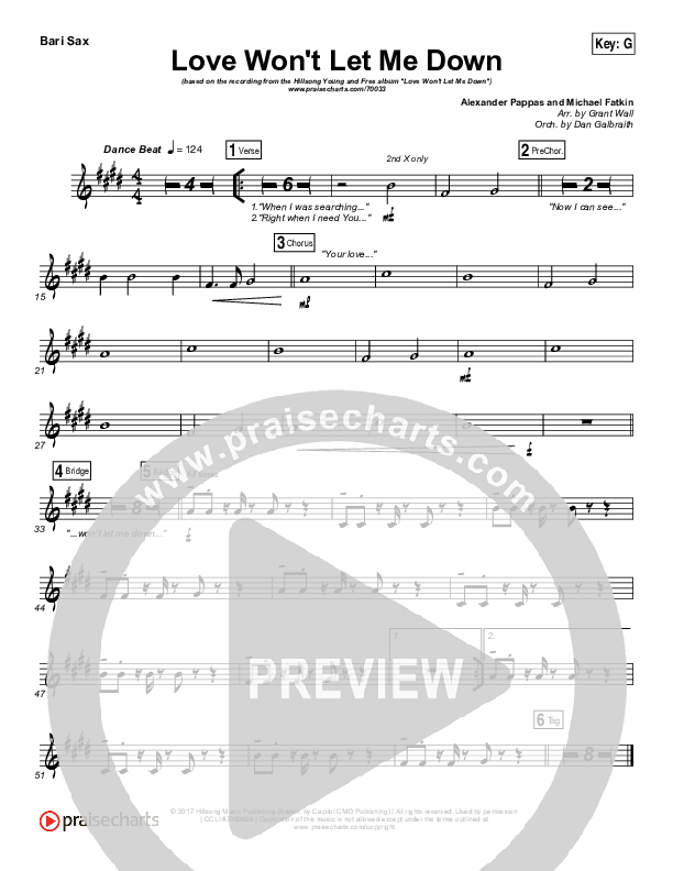 Love Won't Let Me Down Bari Sax (Hillsong Young & Free)