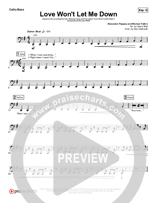 Love Won't Let Me Down Cello/Bass (Hillsong Young & Free)