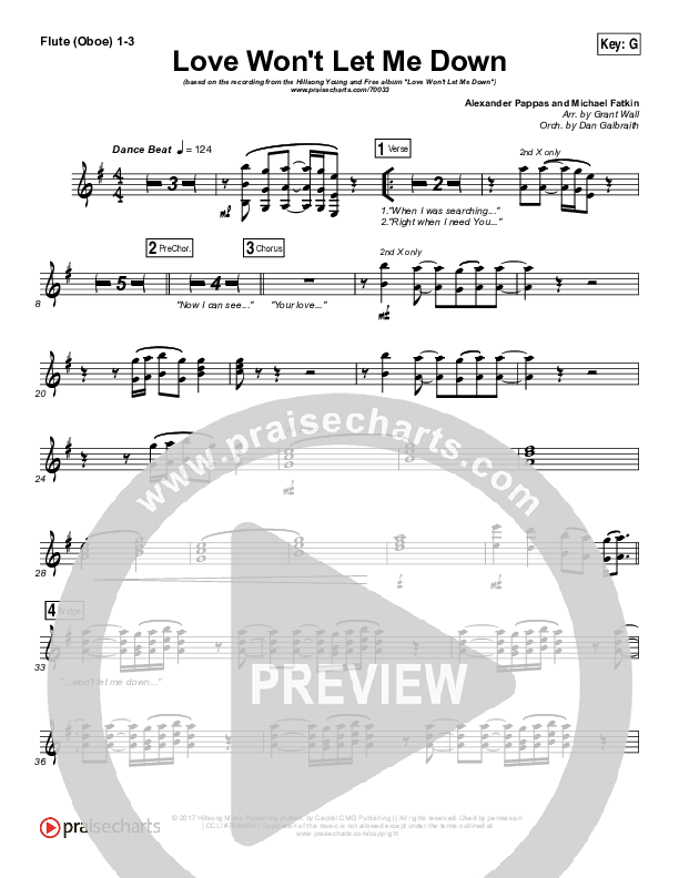 Love Won't Let Me Down Flute/Oboe 1/2/3 (Hillsong Young & Free)