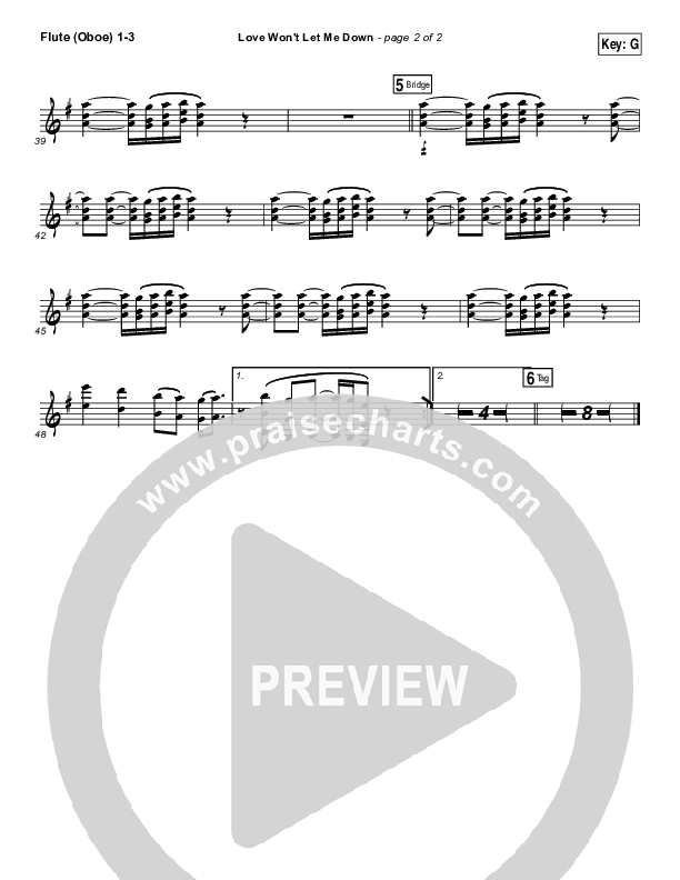 Love Won't Let Me Down Flute/Oboe 1/2/3 (Hillsong Young & Free)