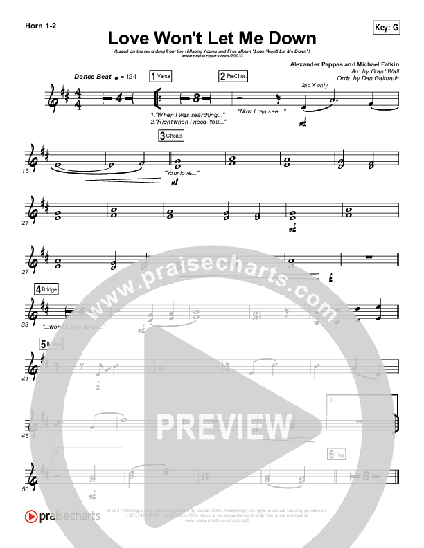 Love Won't Let Me Down French Horn 1/2 (Hillsong Young & Free)