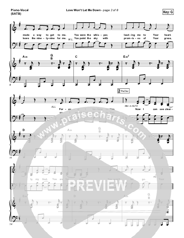 Love Won't Let Me Down Piano/Vocal (SATB) (Hillsong Young & Free)