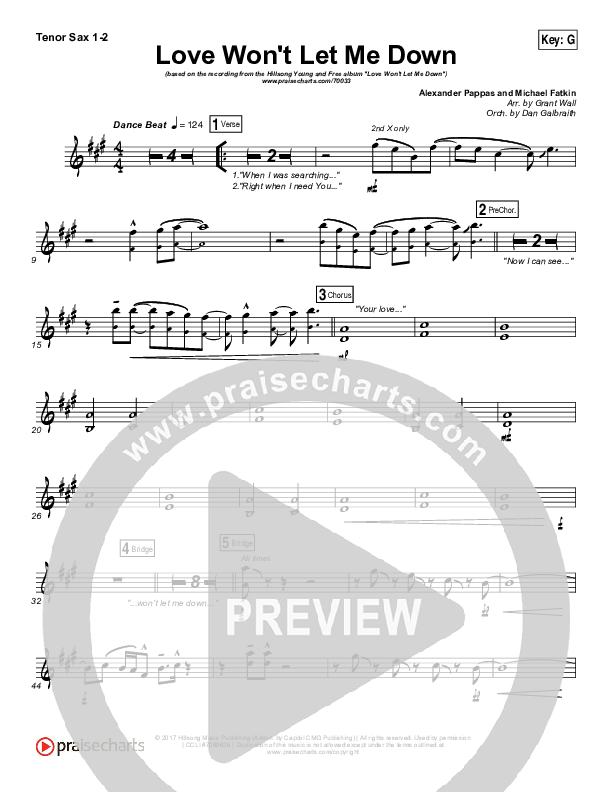 Love Won't Let Me Down Tenor Sax 1/2 (Hillsong Young & Free)