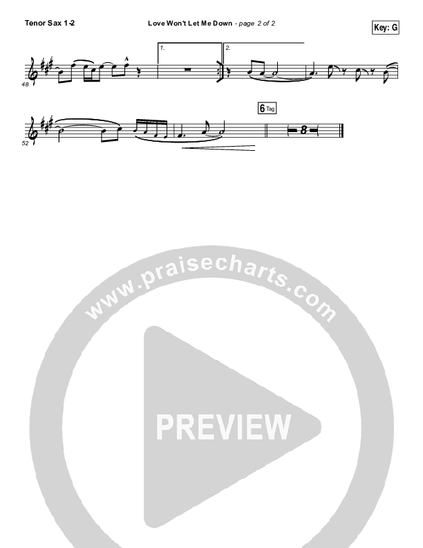 Love Won't Let Me Down Tenor Sax 1/2 (Hillsong Young & Free)